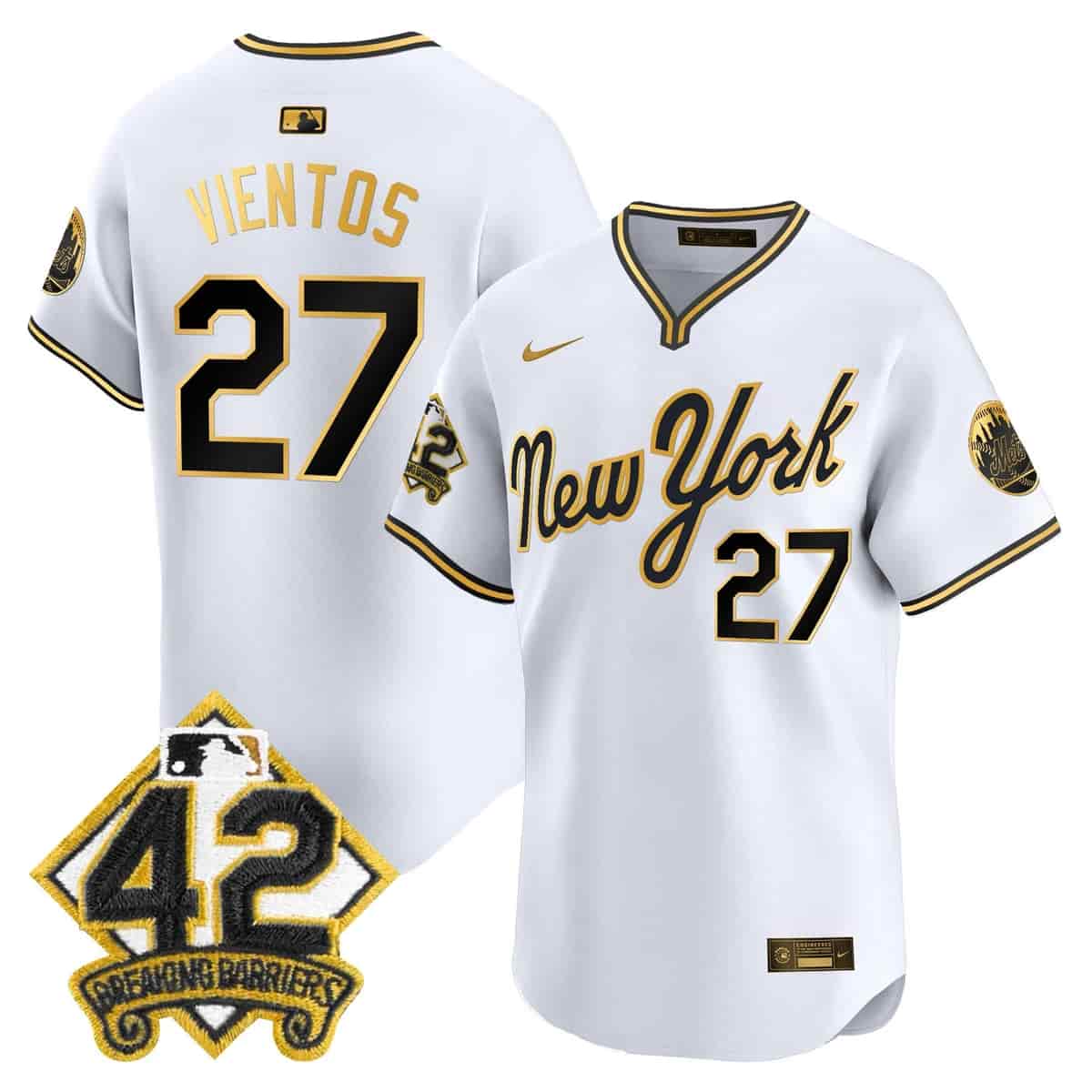 Personalized Men’s New York Mets 2025 Jackie Robinson Patch Road Alternate Jersey All Stitched Mark Vientos #27