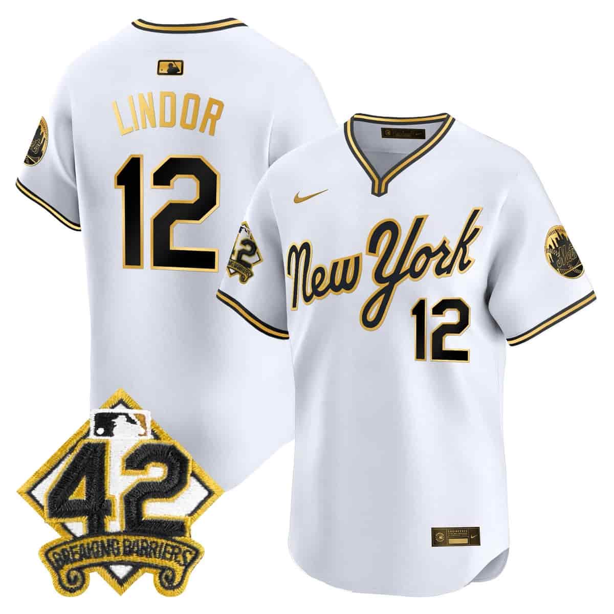 Personalized Men’s New York Mets 2025 Jackie Robinson Patch Road Alternate Jersey All Stitched Francisco Lindor #12