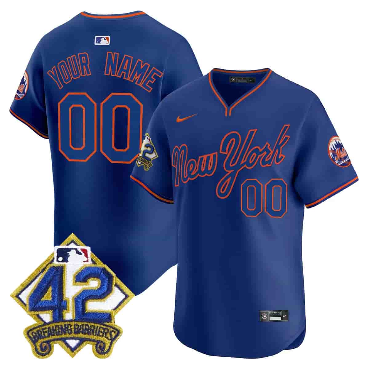 Personalized Custom Men’s New York Mets 2025 Jackie Robinson Patch Road Alternate Jersey All Stitched Royal