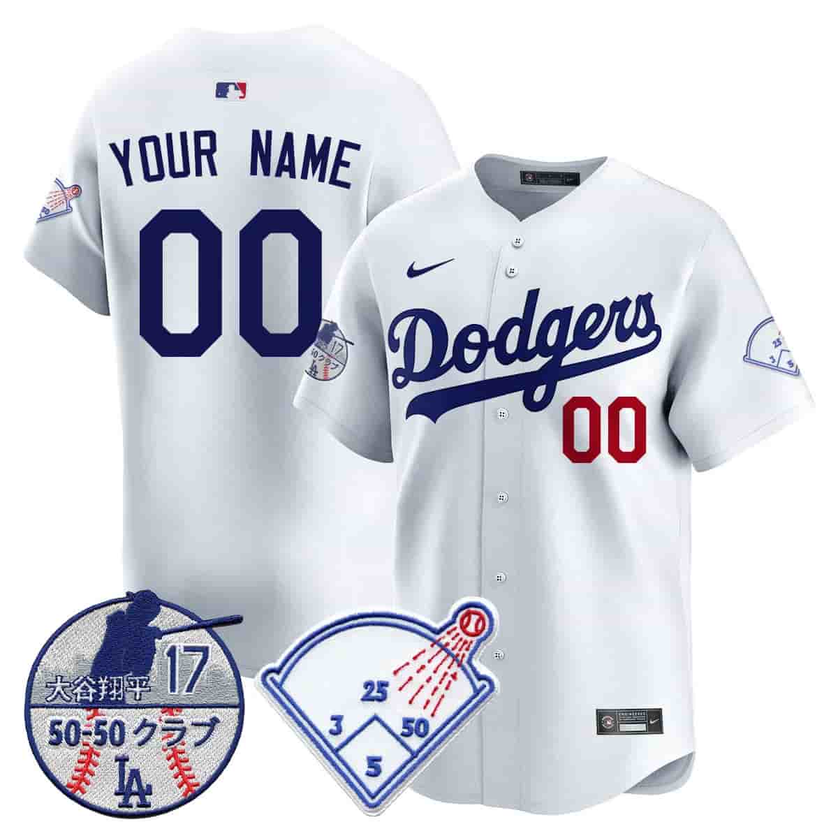 Personalized Custom Los Angeles Dodgers Limited Jersey Shohei Ohtani Patch All Stitched White