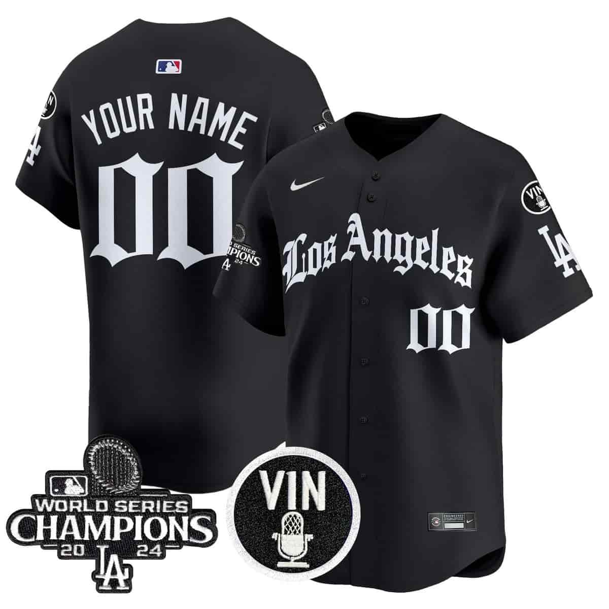 Personalized Custom Dodgers 2025 LA Gothic Style Premier Limited Jersey All Stitched Black