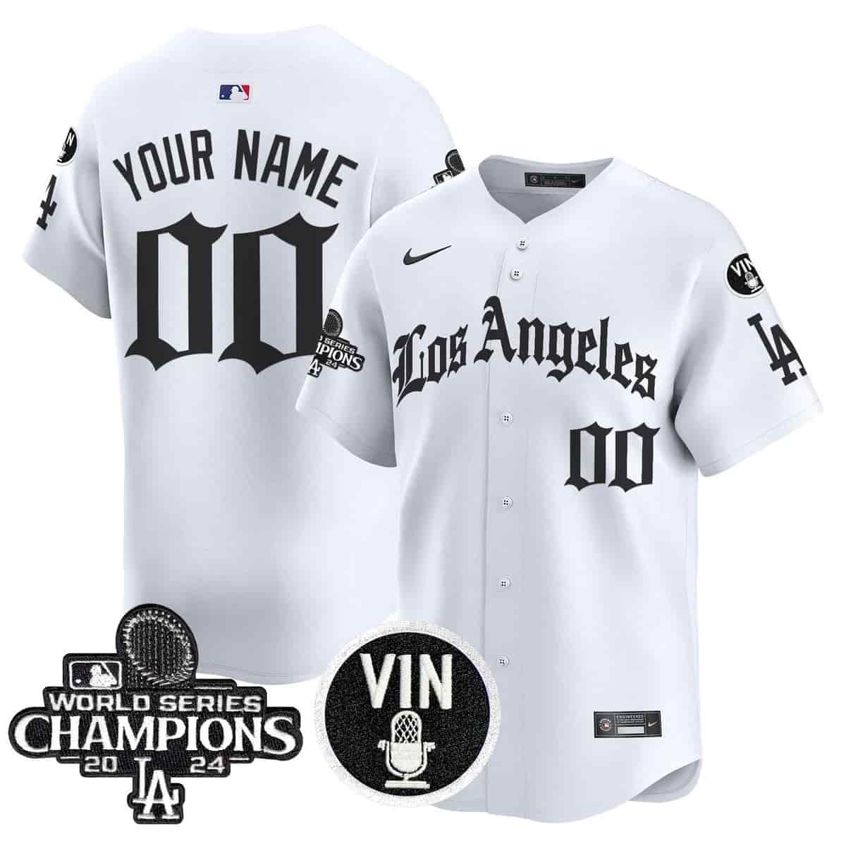 Personalized Custom Dodgers 2025 LA Gothic Style Premier Limited Jersey All Stitched White