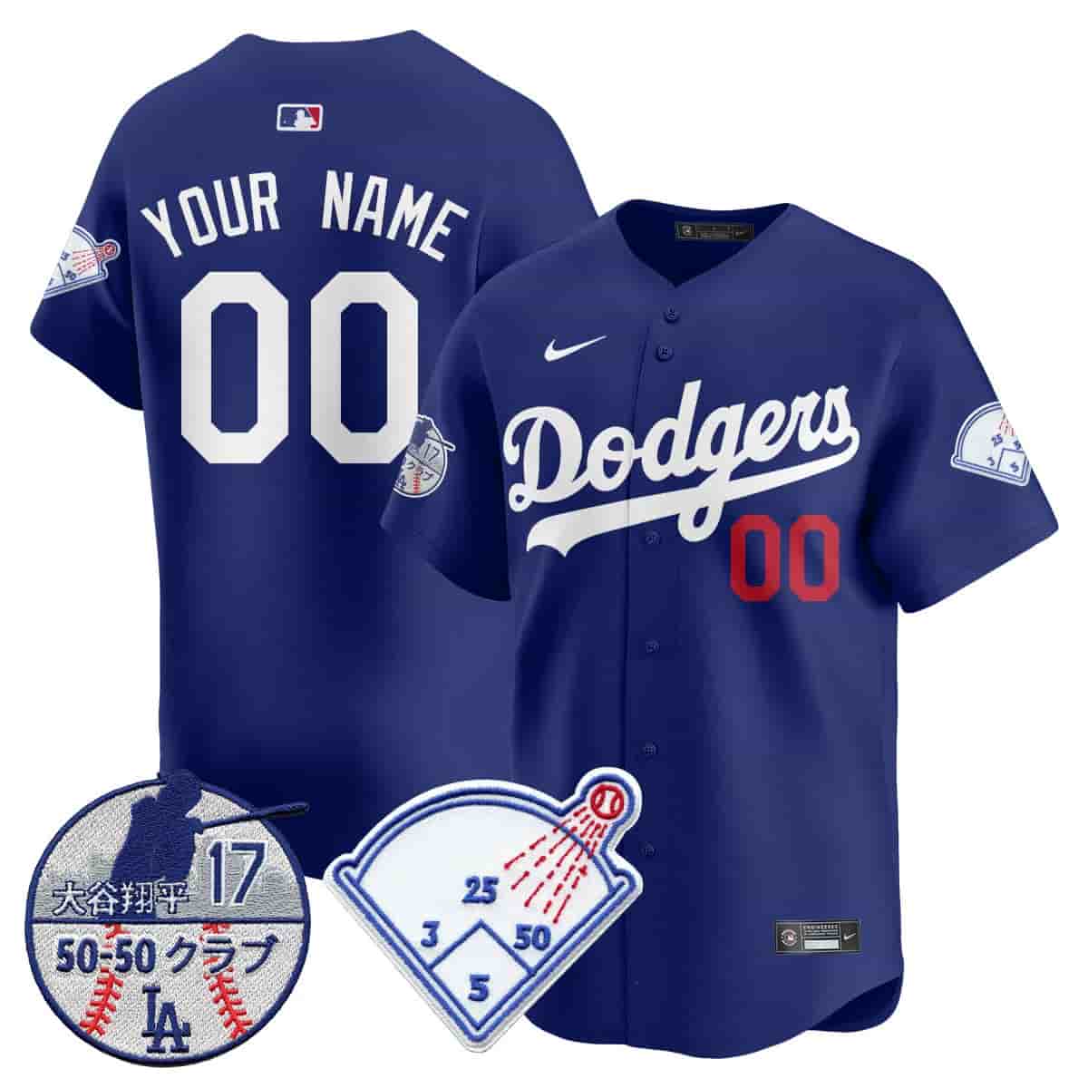 Personalized Custom Men’s Los Angeles Dodgers Limited Jersey Shohei Ohtani Patch All Stitched Royal
