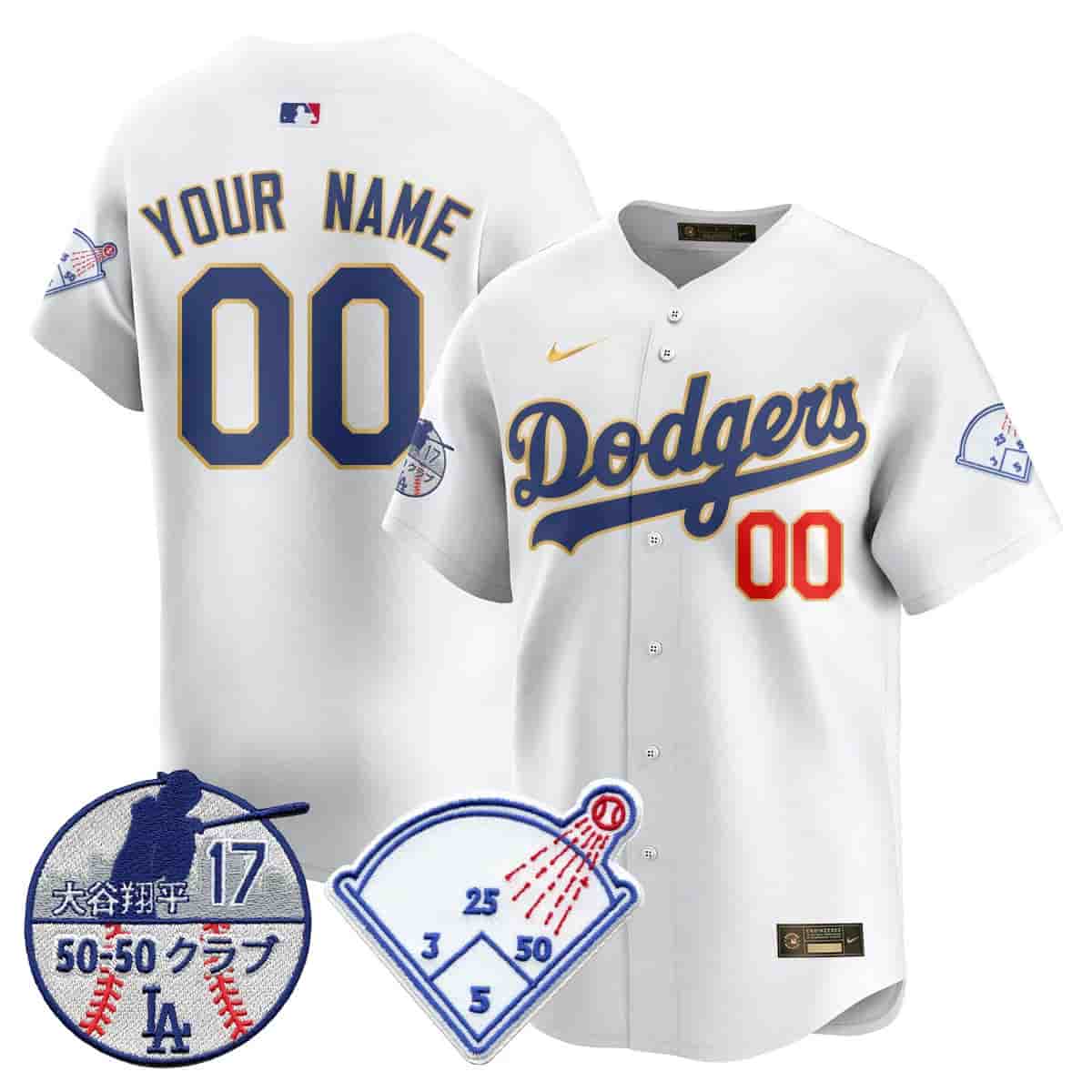 Personalized Custom Men’s Los Angeles Dodgers Limited Jersey Shohei Ohtani Patch All Stitched White