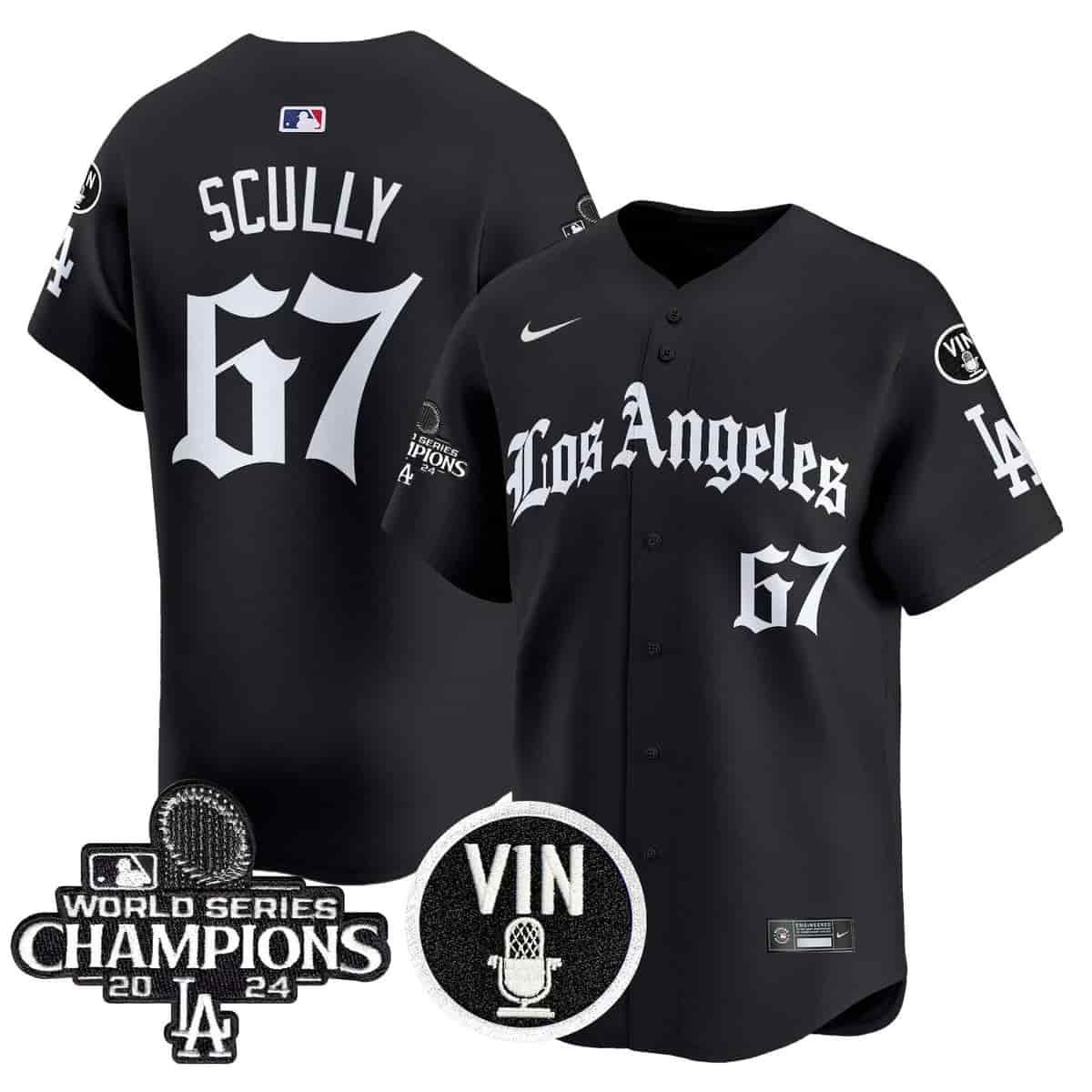 Personalized Men’s Dodgers 2025 LA Gothic Style Premier Limited Jersey All Stitched Vin Scully