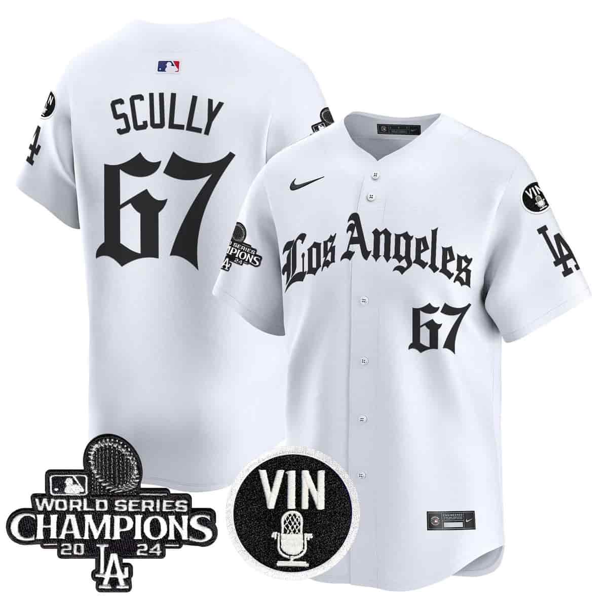 Personalized Men’s Dodgers 2025 LA Gothic Style Premier Limited Jersey All Stitched Vin Scully #67