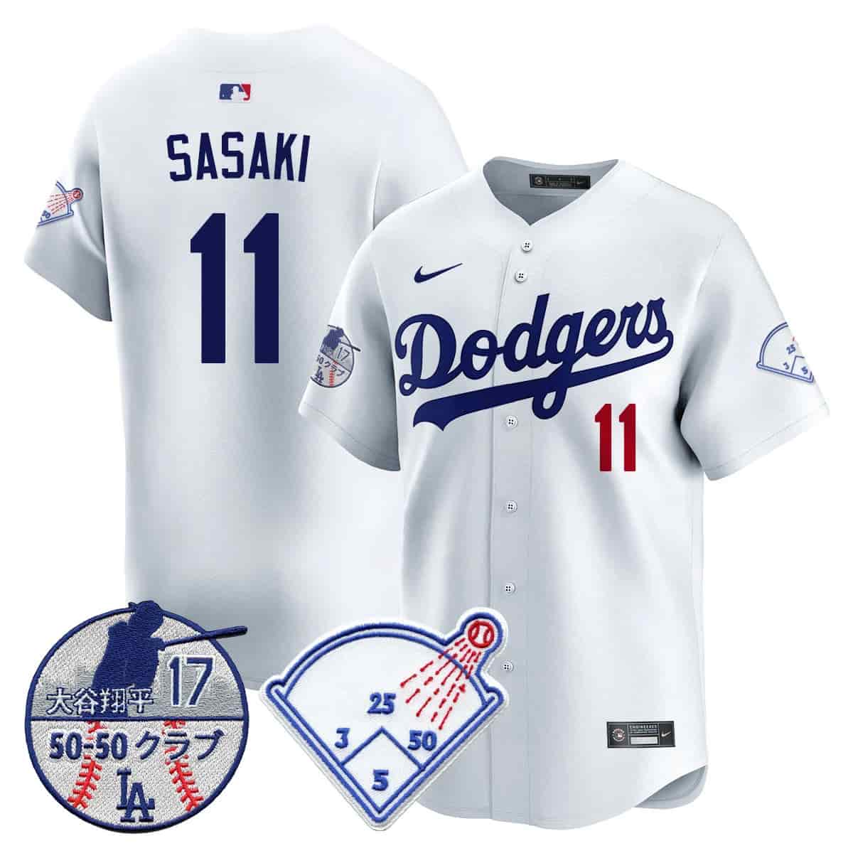 Personalized Men’s Los Angeles Dodgers Limited Jersey Shohei Ohtani Patch All Stitched Roki Sasaki #11