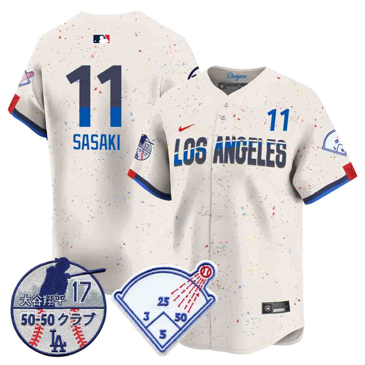 Personalized Men’s Los Angeles Dodgers Limited Jersey Shohei Ohtani Patch All Stitched Roki Sasaki #11