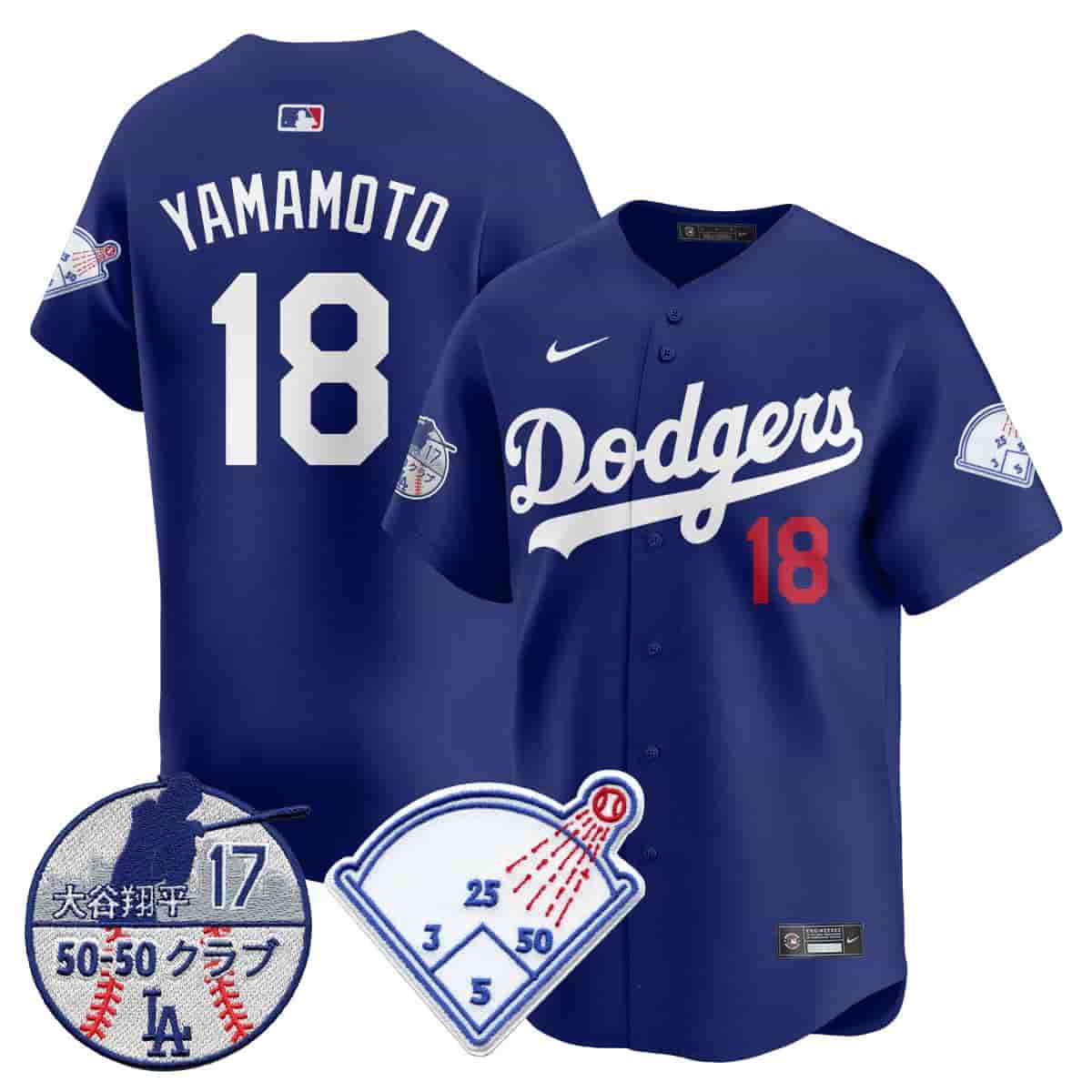 Personalized Men’s Los Angeles Dodgers Limited Jersey Shohei Ohtani Patch All Stitched Yamamoto #18
