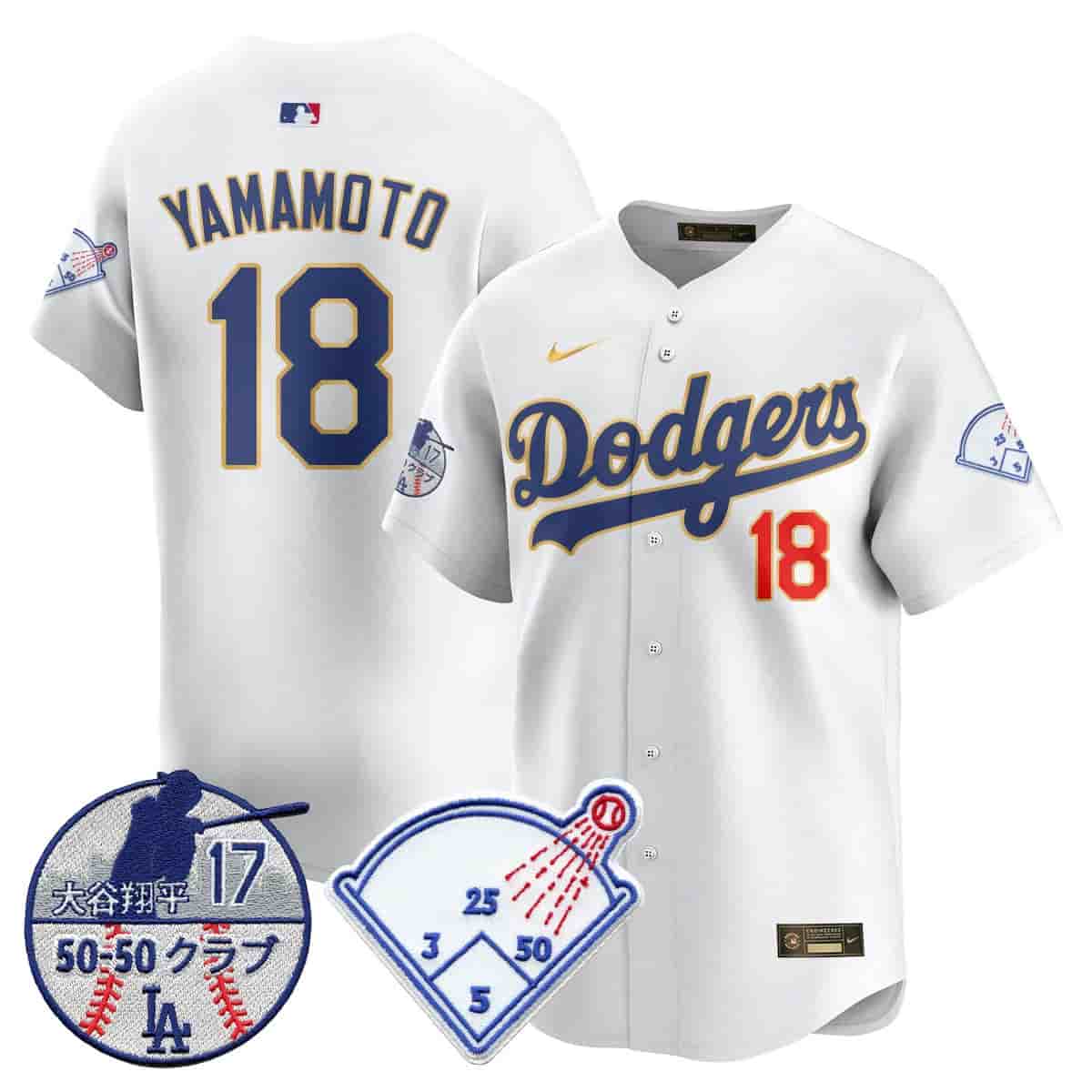Personalized Men’s Los Angeles Dodgers Limited Jersey Shohei Ohtani Patch All Stitched Yamamoto #18