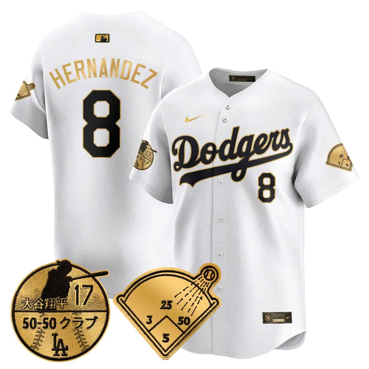 Personalized Men’s Los Angeles Dodgers Limited Jersey Shohei Ohtani Patch All Stitched Kike Hernandez #8
