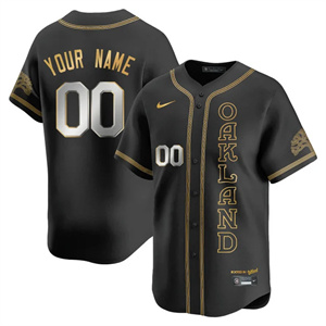Personalized Custom NameGender Oakland Athletics City Connect Concept Jersey All Stitched Black Gold