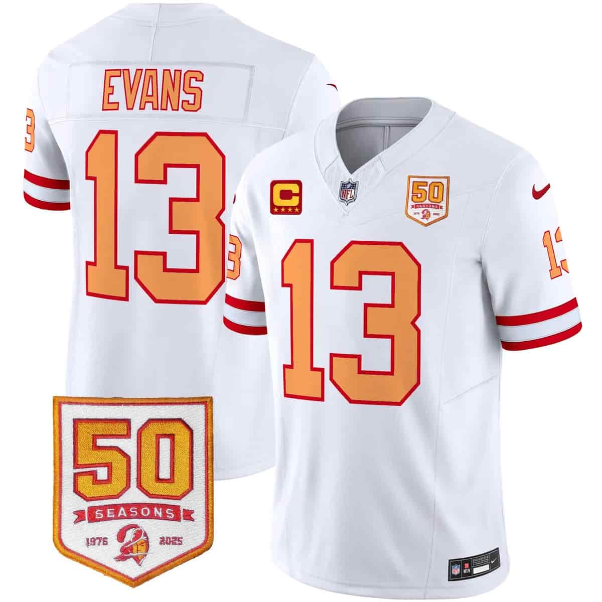 Personalized Men’s Tampa Bay Buccaneers Throwback 50th Season Patch Limited Jersey All Stitched Mike Evans #13