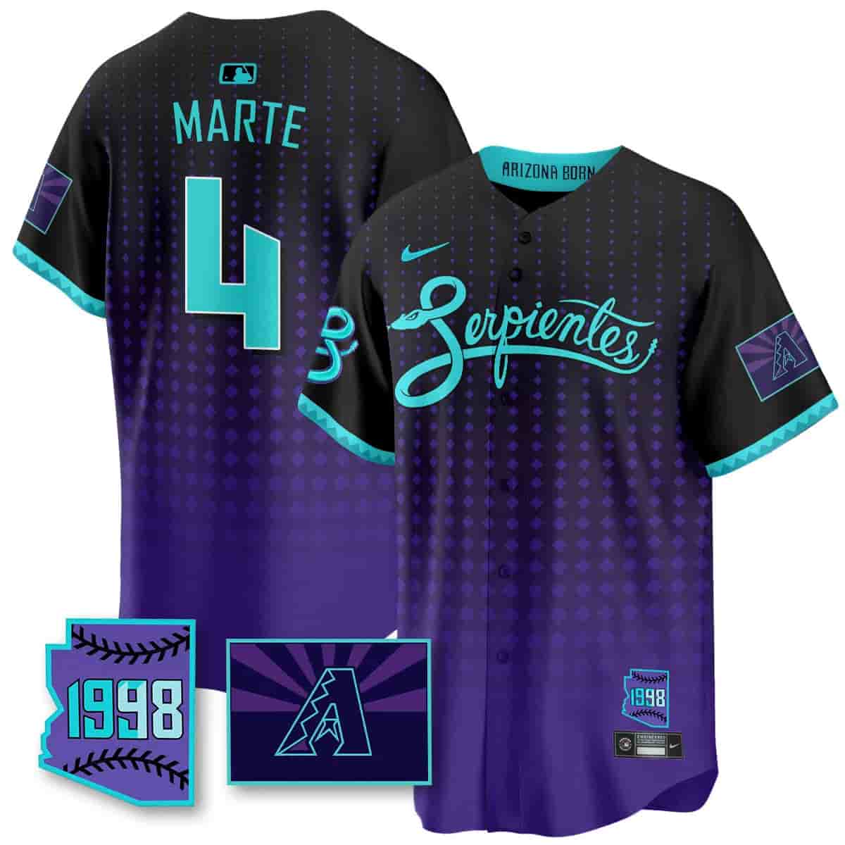 Personalized Men’s Arizona Diamondbacks Purple for Second ‘Serpientes’ City Connect Jersey All Stitched Ketel Marte #4