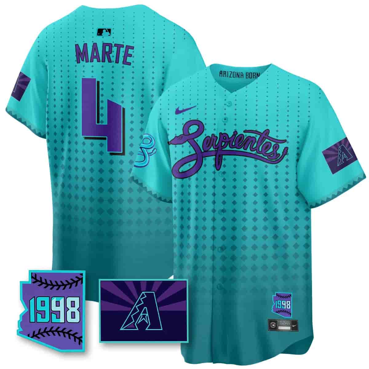 Personalized Men’s Arizona Diamondbacks Purple for Second ‘Serpientes’ City Connect Jersey All Stitched Ketel Marte #4