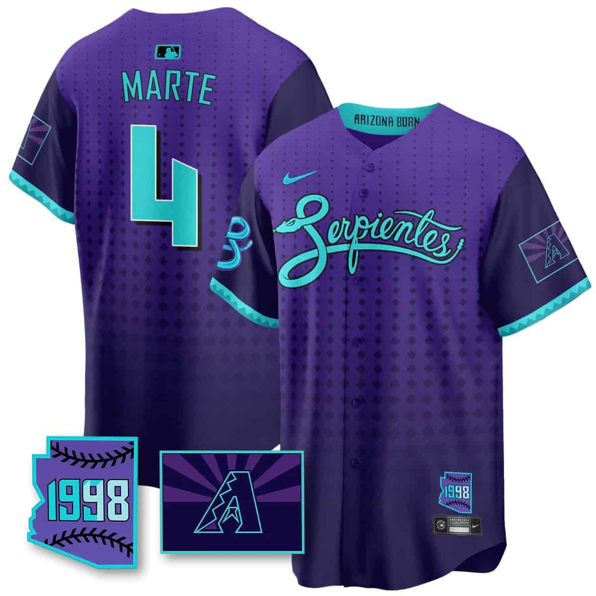 Personalized Men’s Arizona Diamondbacks Purple for Second ‘Serpientes’ City Connect Jersey All Stitched Ketel Marte #4
