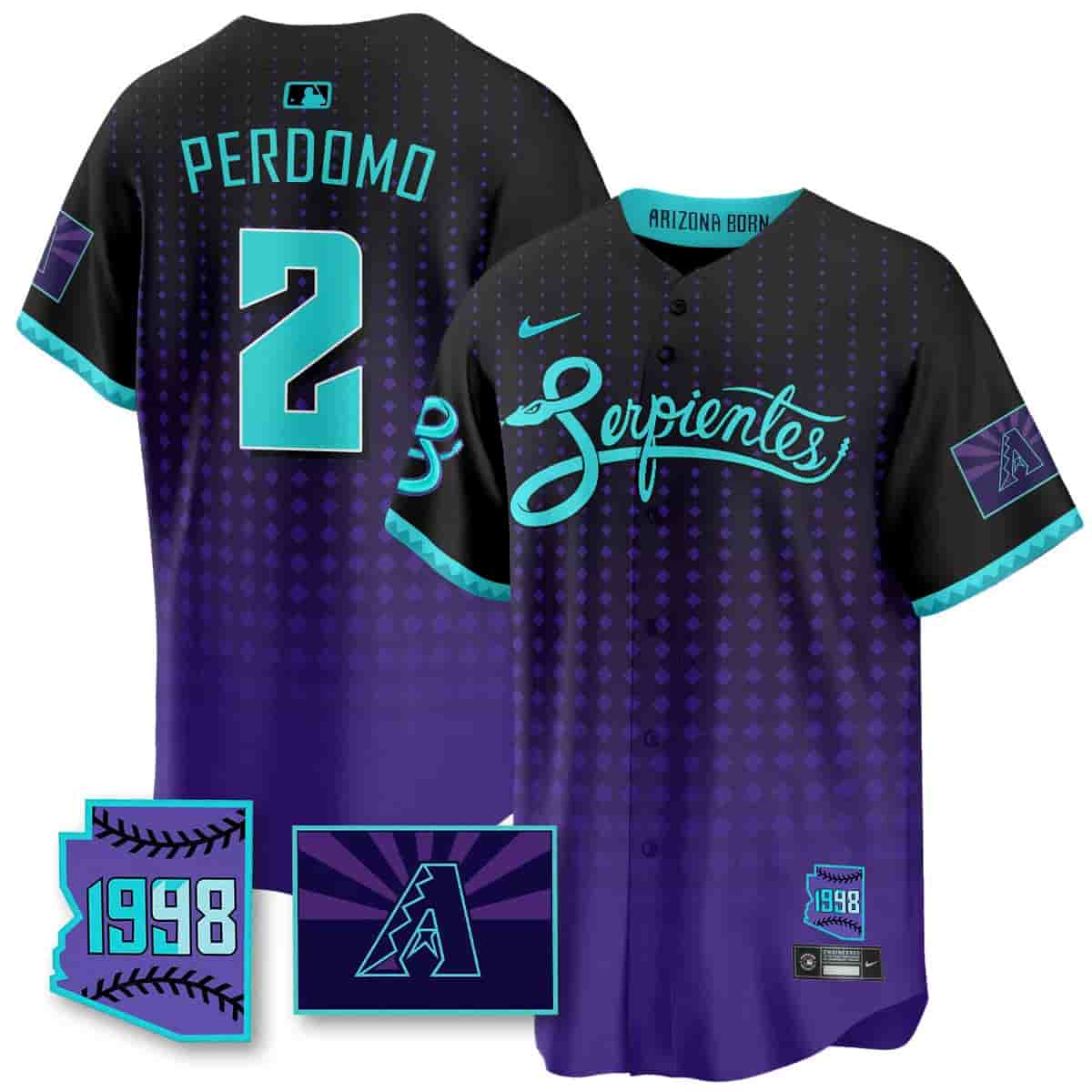Personalized Men’s Arizona Diamondbacks Purple for Second ‘Serpientes’ City Connect Jersey All Stitched Geraldo Perdomo #2