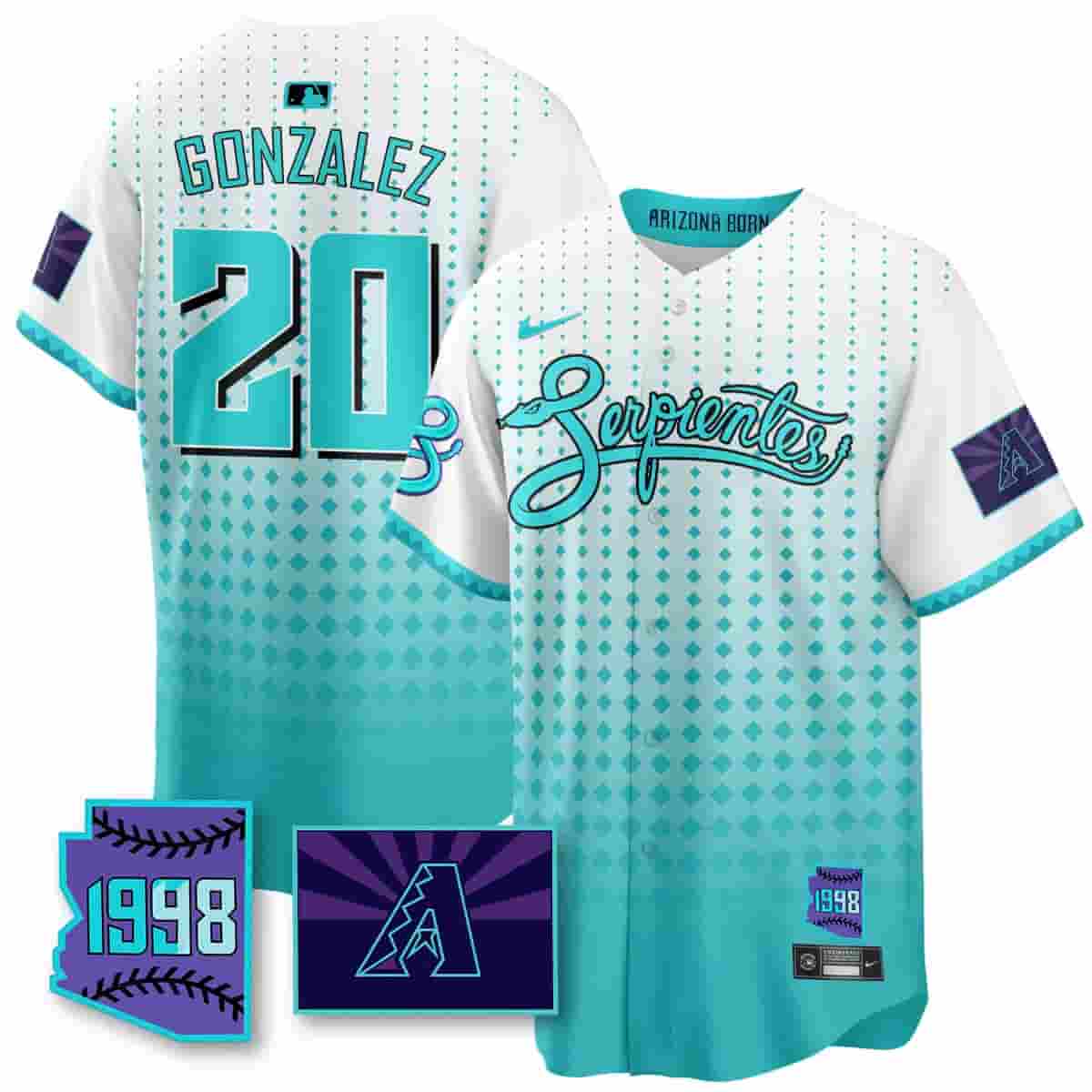 Personalized Men’s Arizona Diamondbacks Purple for Second ‘Serpientes’ City Connect Jersey All Stitched Luis Gonzalez #20