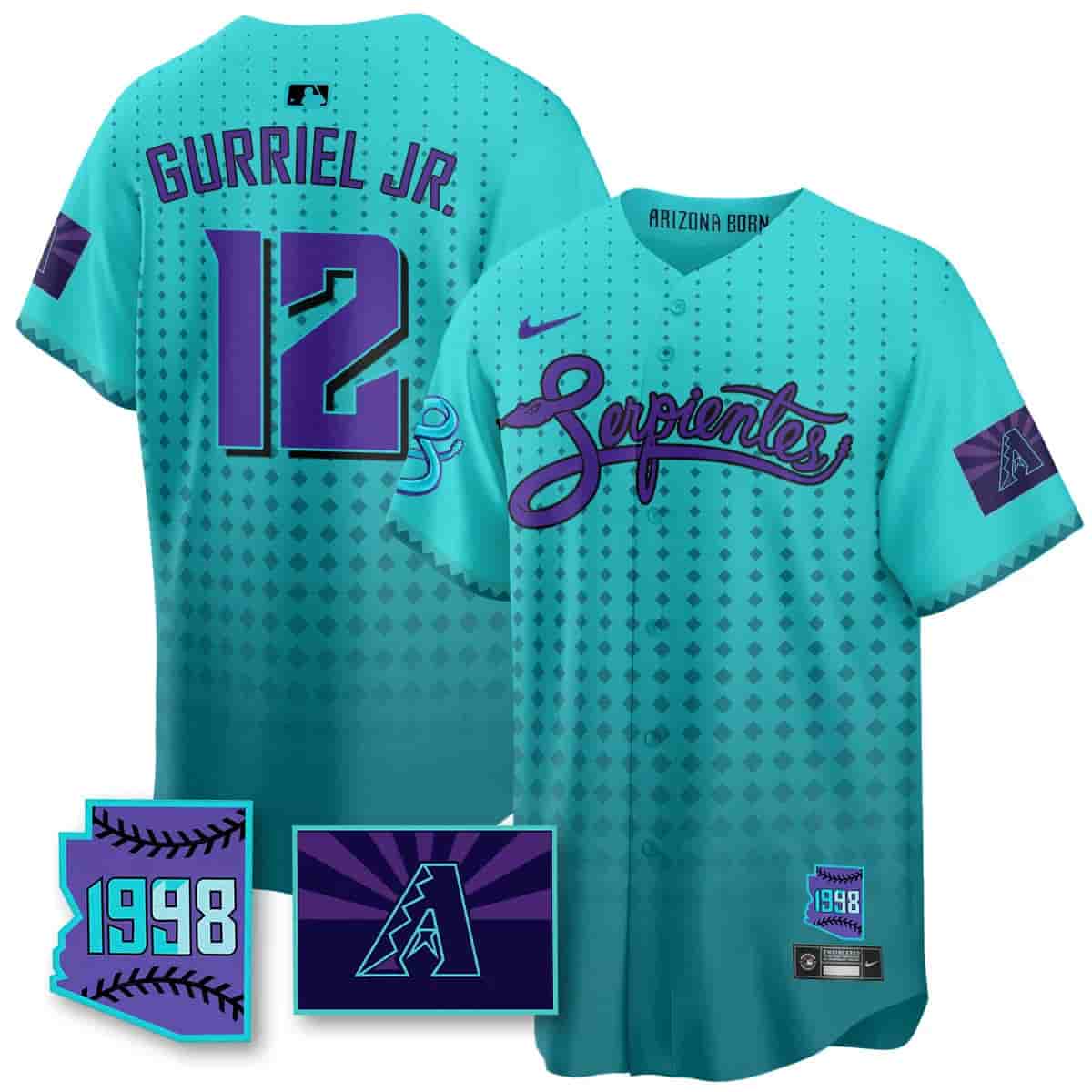 Personalized Men’s Arizona Diamondbacks Purple for Second ‘Serpientes’ City Connect Jersey All Stitched Lourdes Gurriel Jr. #12