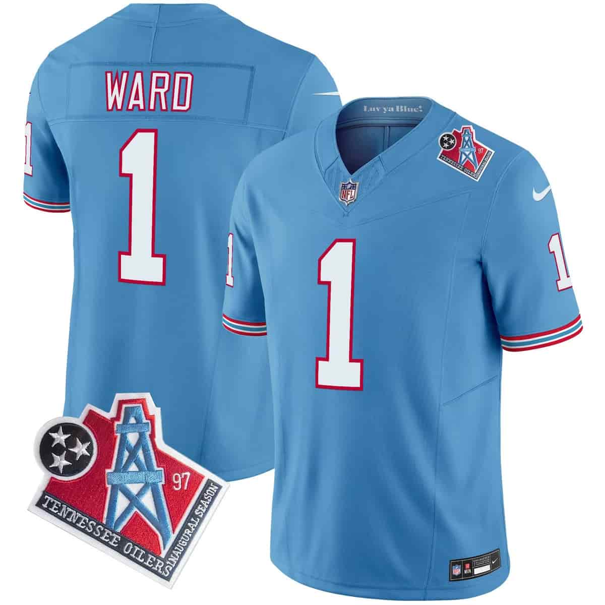 Personalized Men’s Tennessee Titans 1997 Throwback Limited Jersey All Stitched Cam Ward 1