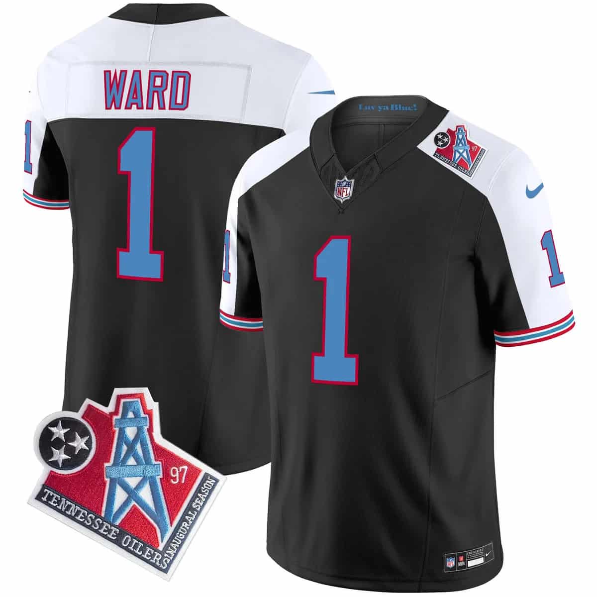 Personalized Men’s Tennessee Titans 1997 Throwback Limited Jersey All Stitched Cam Ward #1