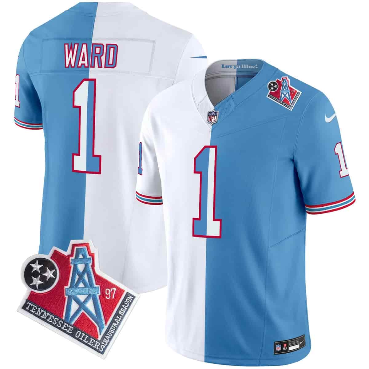 Personalized Men’s Tennessee Titans 1997 Throwback Limited Jersey All Stitched Cam Ward 1