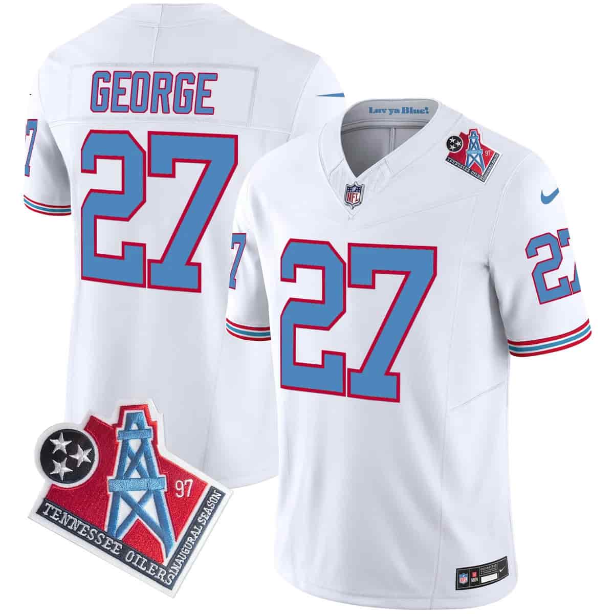 Personalized Men’s Tennessee Titans 1997 Throwback Limited Jersey All Stitched Eddie George