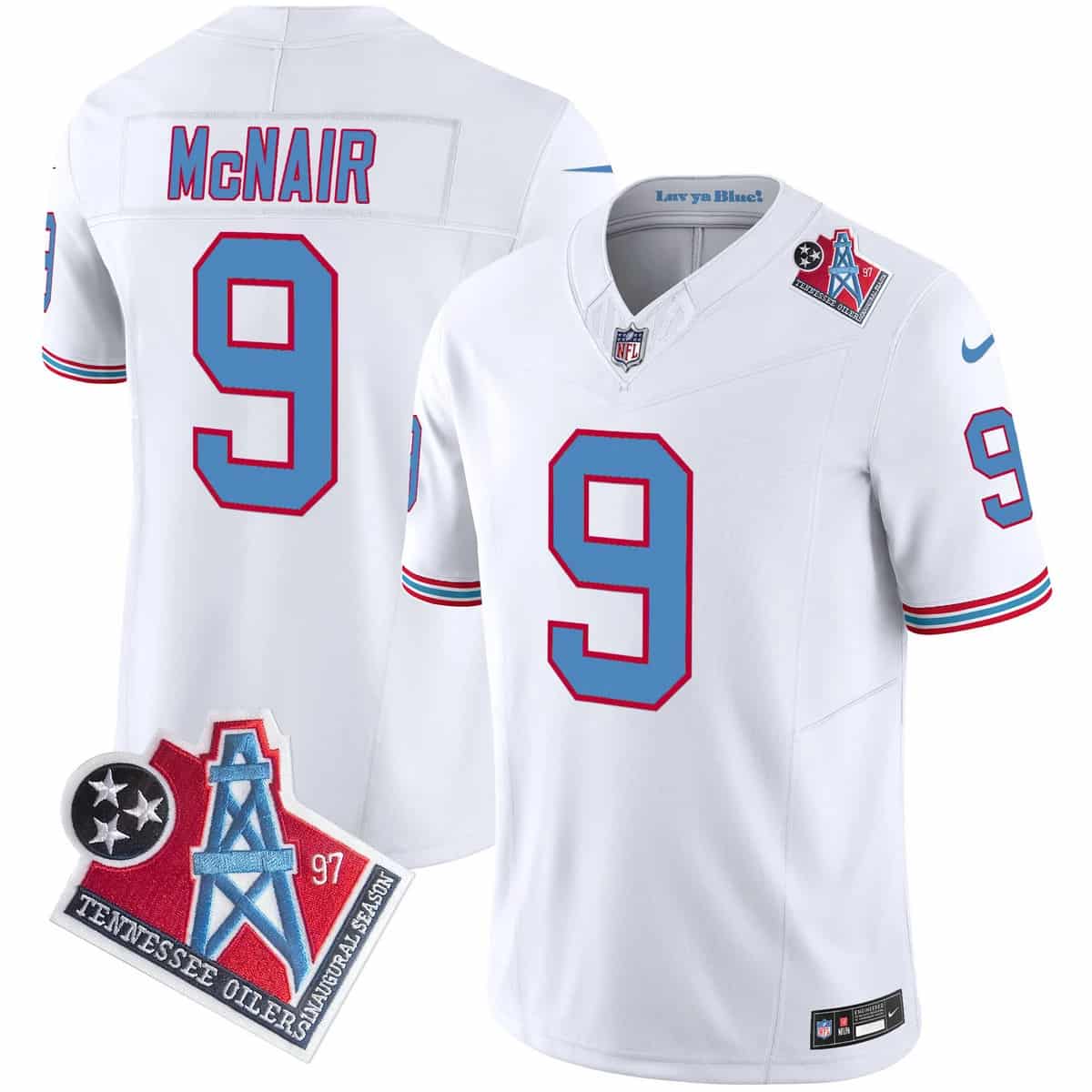 Personalized Men’s Tennessee Titans 1997 Throwback Limited Jersey All Stitched Steve Mcnair