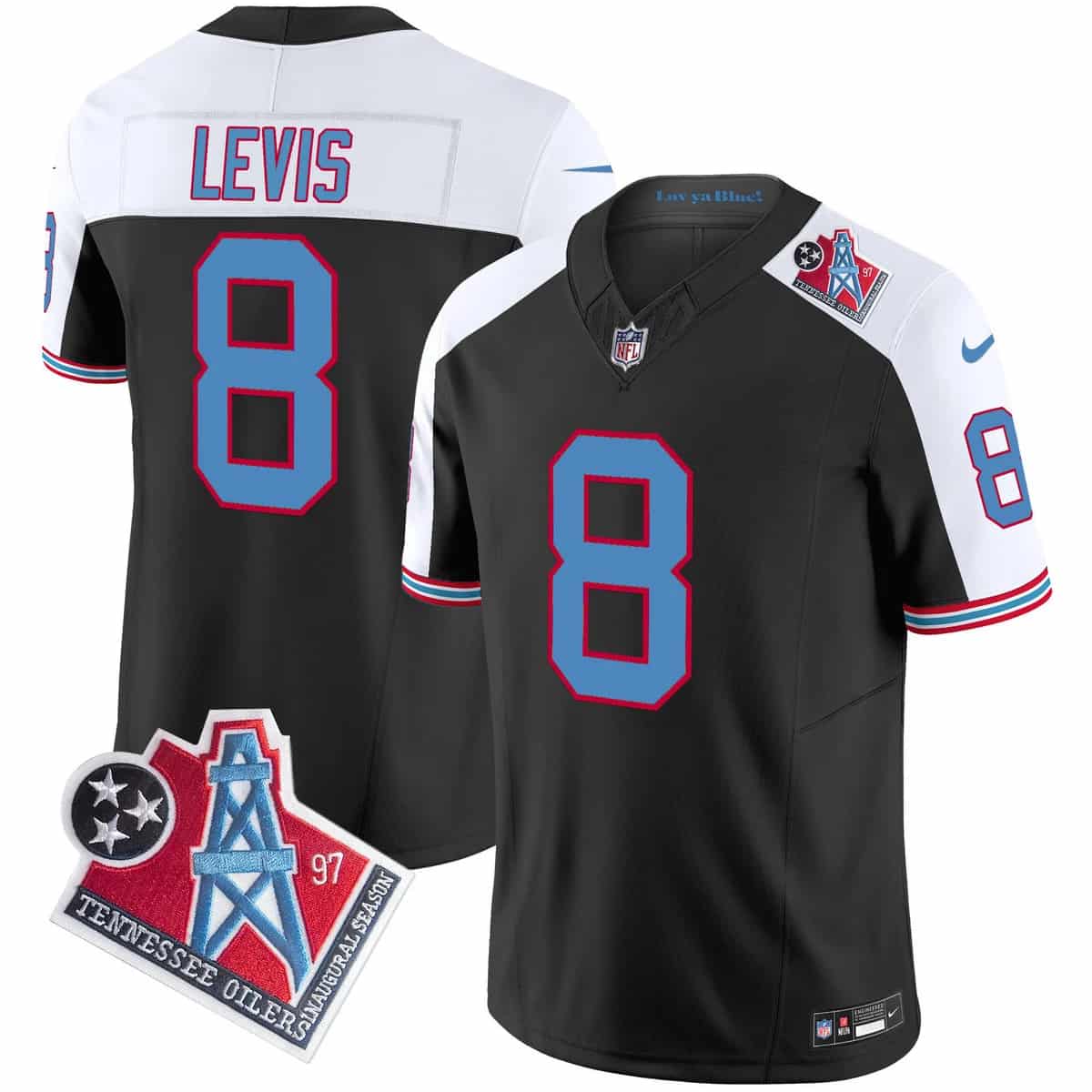 Personalized Men’s Tennessee Titans 1997 Throwback Limited Jersey All Stitched #8 Will Levis