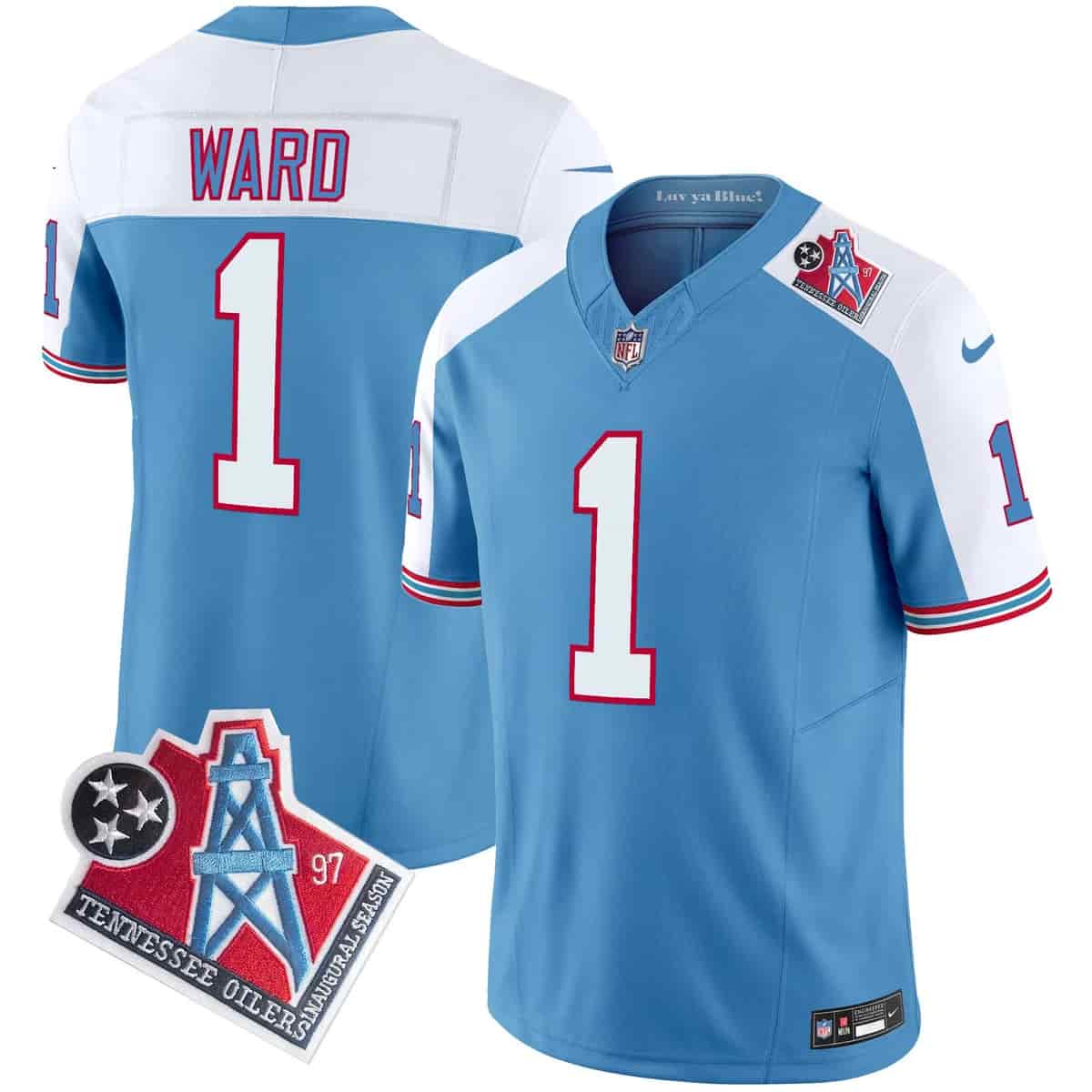 Personalized Men’s Tennessee Titans 1997 Throwback Limited Jersey All Stitched Cam Ward 1