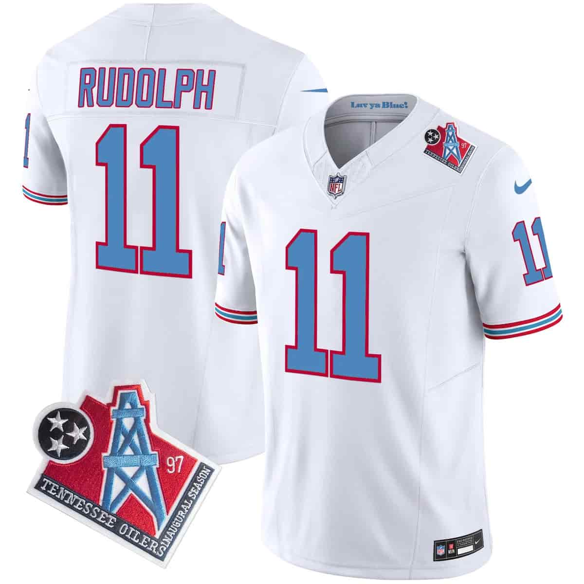 Personalized Men’s Tennessee Titans 1997 Throwback Limited Jersey All Stitched Mason Rudolph