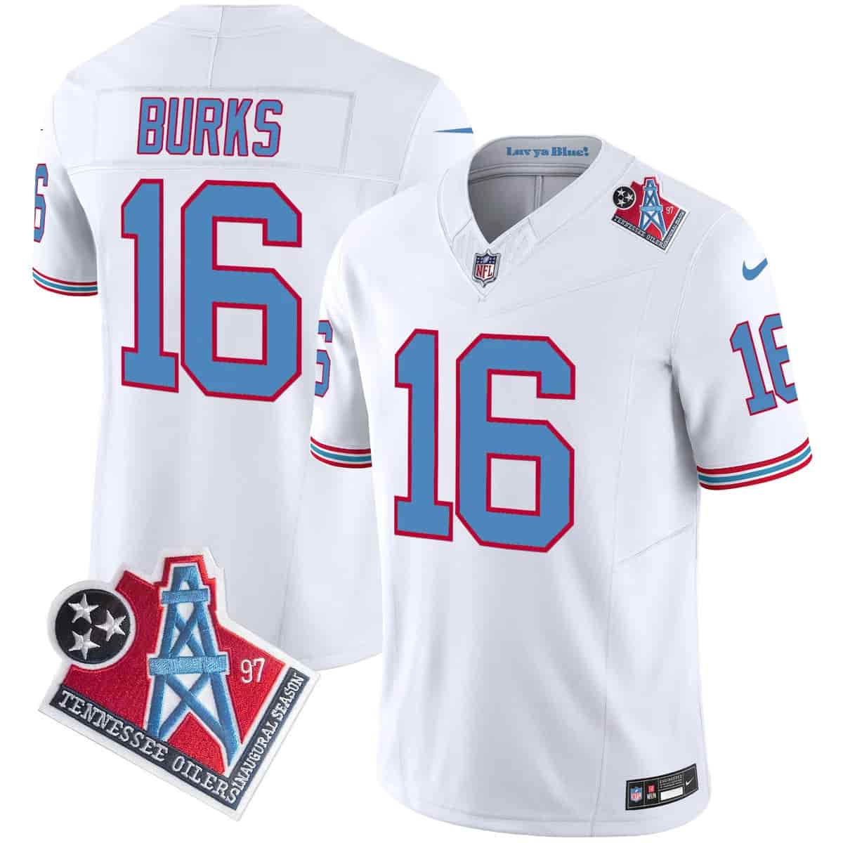 Personalized Men’s Tennessee Titans 1997 Throwback Limited Jersey All Stitched Treylon Burks