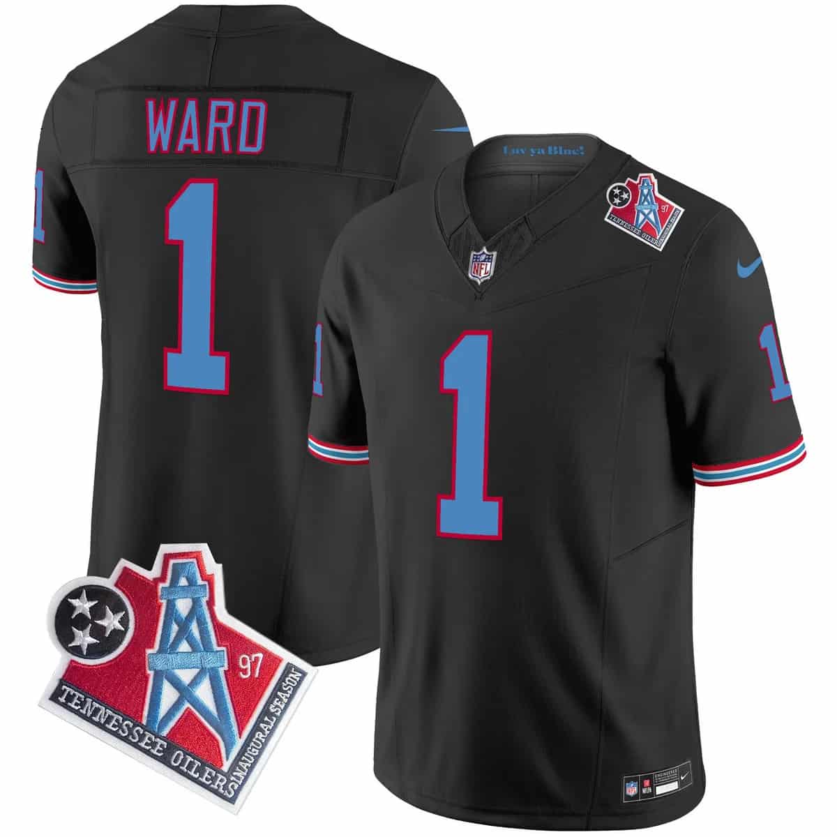 Personalized Men’s Tennessee Titans 1997 Throwback Limited Jersey All Stitched Cam Ward 1