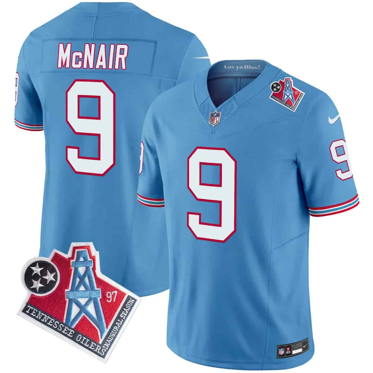 Personalized Men’s Tennessee Titans 1997 Throwback Limited Jersey All Stitched Steve Mcnair 9