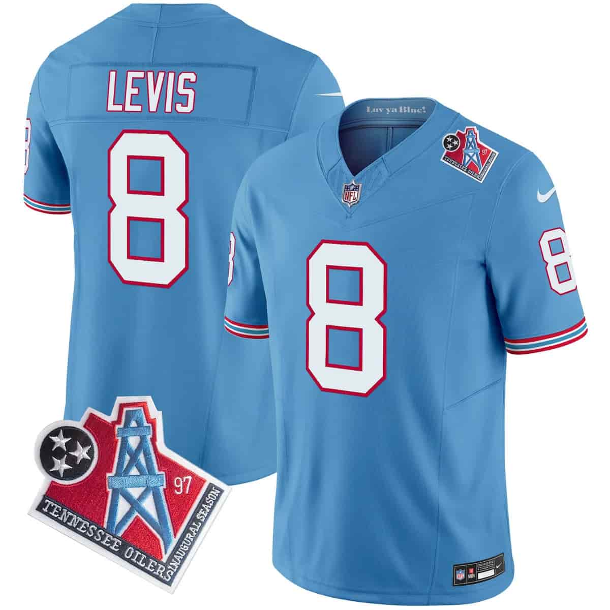 Personalized Men’s Tennessee Titans 1997 Throwback Limited Jersey All Stitched Will Levis 8