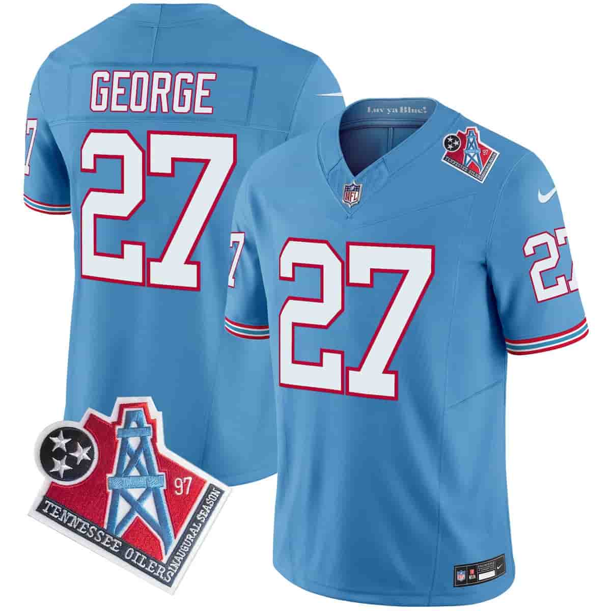 Personalized Men’s Tennessee Titans 1997 Throwback Limited Jersey All Stitched Eddie George 27
