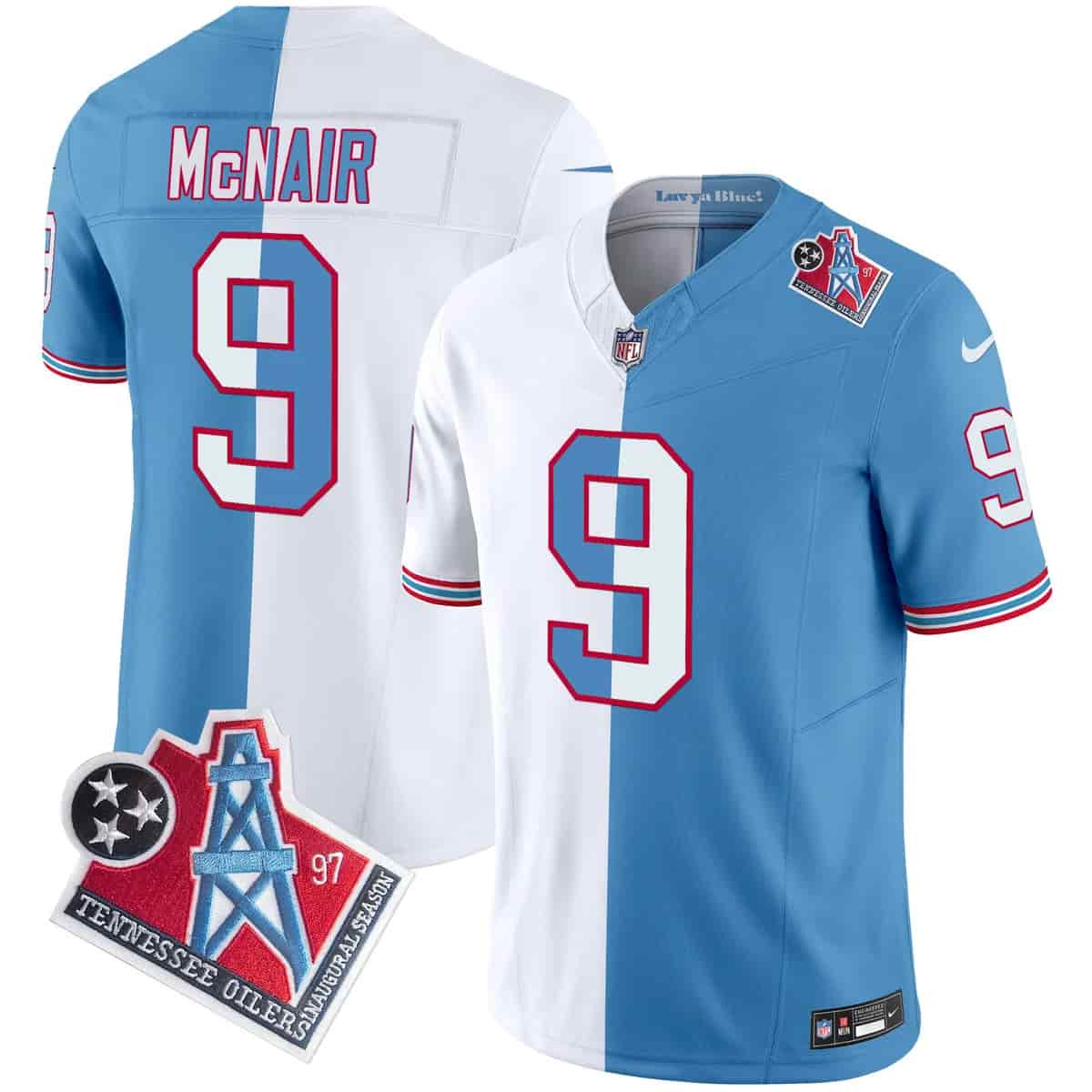 Personalized Men’s Tennessee Titans 1997 Throwback Limited Jersey All Stitched Steve Mcnair 9
