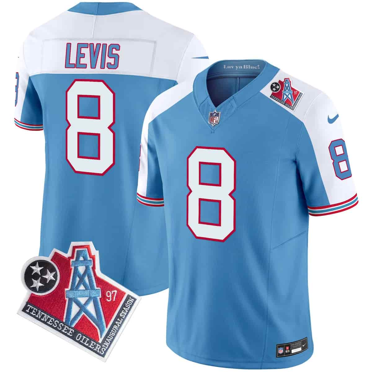 Personalized Men’s Tennessee Titans 1997 Throwback Limited Jersey All Stitched Will Levis 8