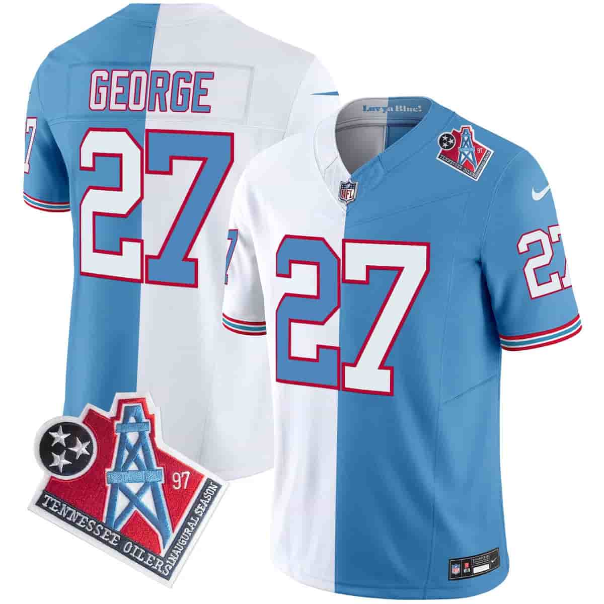 Personalized Men’s Tennessee Titans 1997 Throwback Limited Jersey All Stitched Eddie George 27