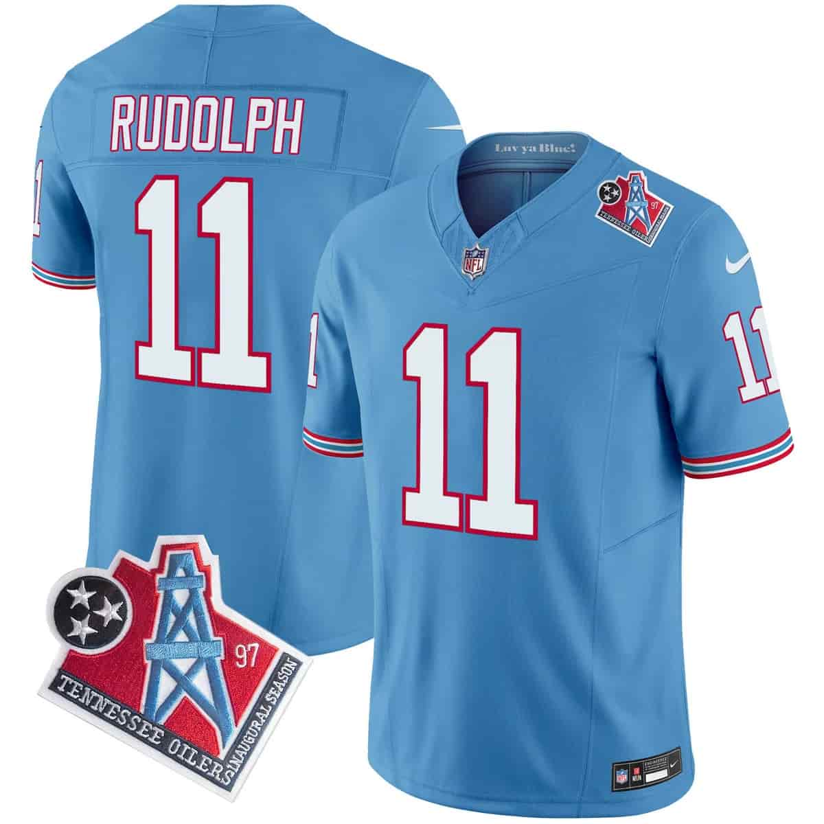Personalized Men’s Tennessee Titans 1997 Throwback Limited Jersey All Stitched Mason Rudolph 11