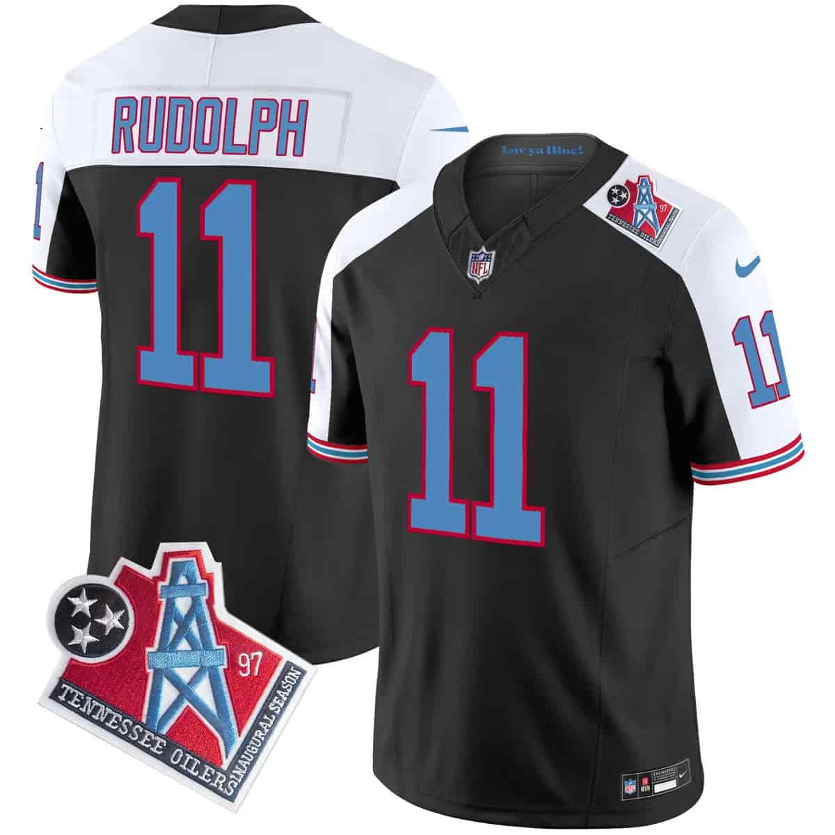Personalized Men’s Tennessee Titans 1997 Throwback Limited Jersey All Stitched Mason Rudolph #11