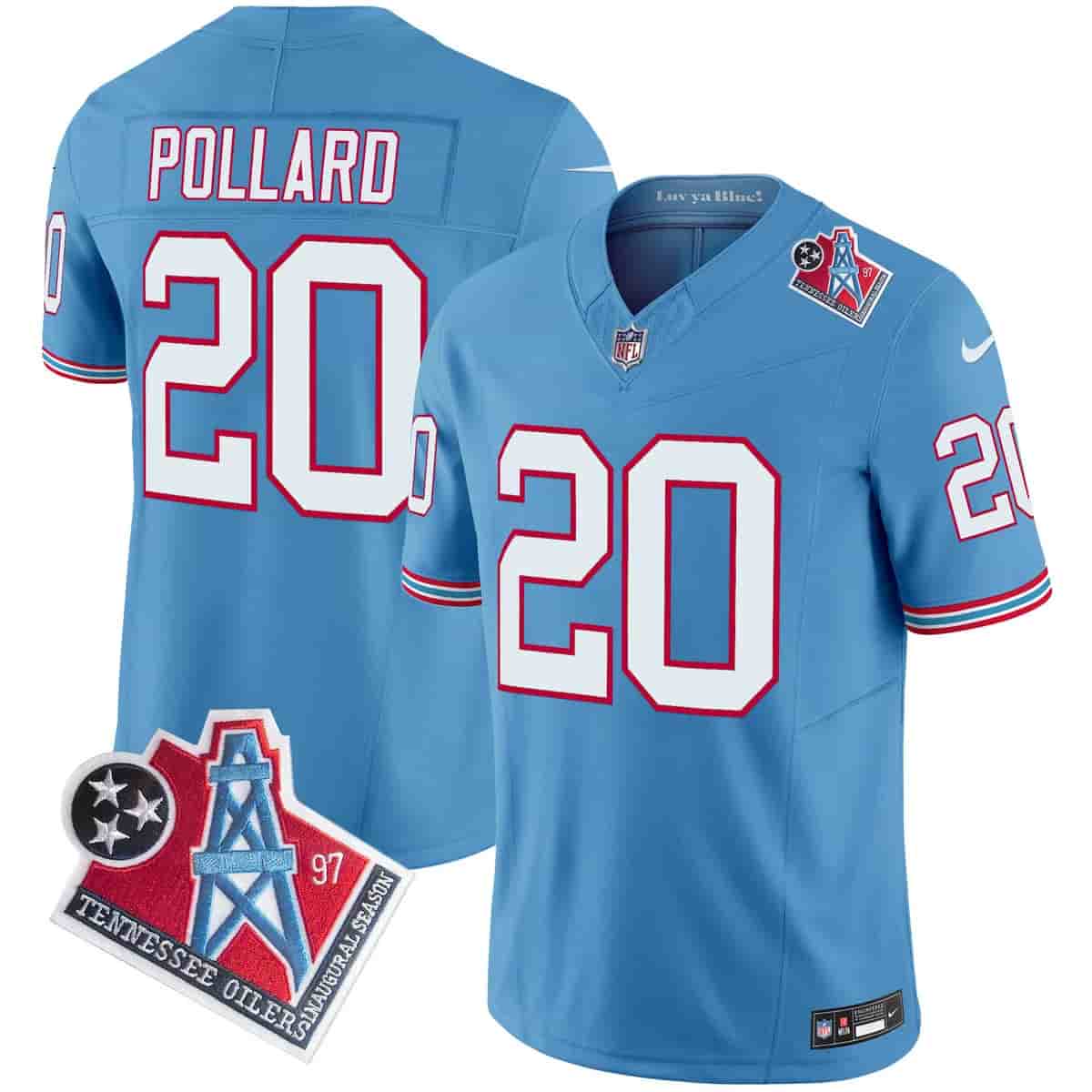 Personalized Men’s Tennessee Titans 1997 Throwback Limited Jersey All Stitched Tony Pollard 20