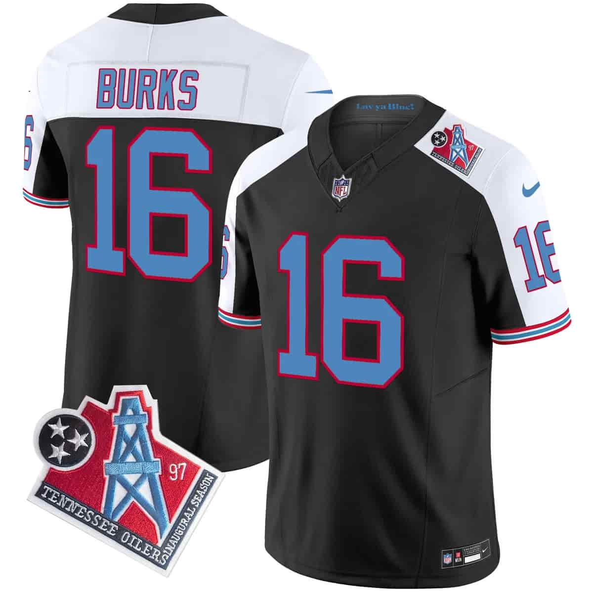 Personalized Men’s Tennessee Titans 1997 Throwback Limited Jersey All Stitched Treylon Burks #16