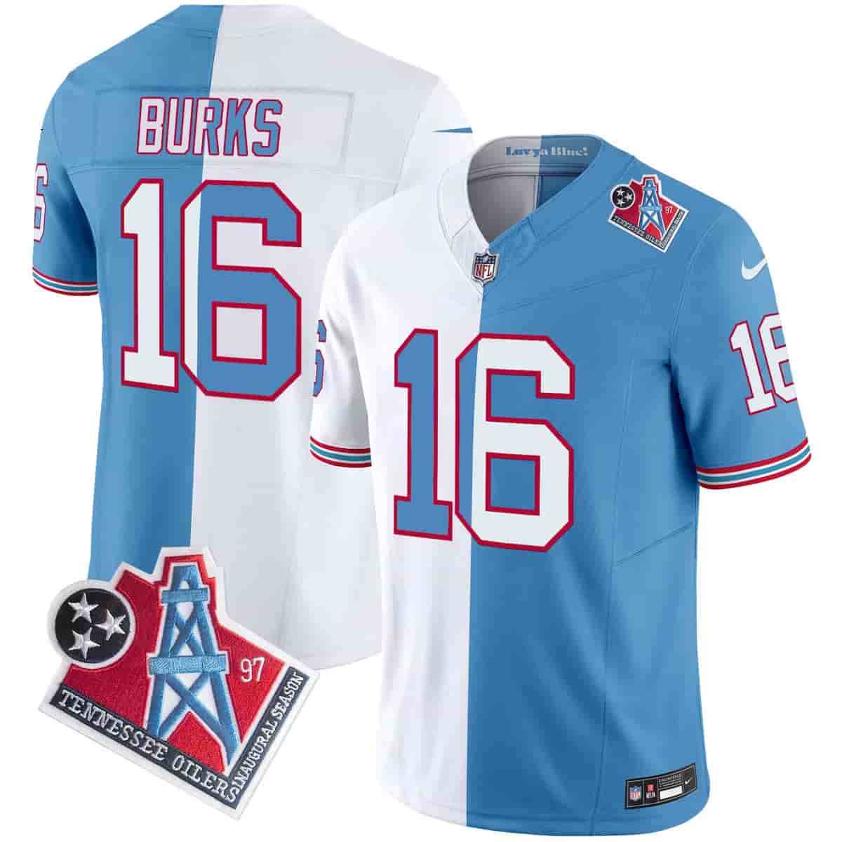 Personalized Men’s Tennessee Titans 1997 Throwback Limited Jersey All Stitched Treylon Burks 16