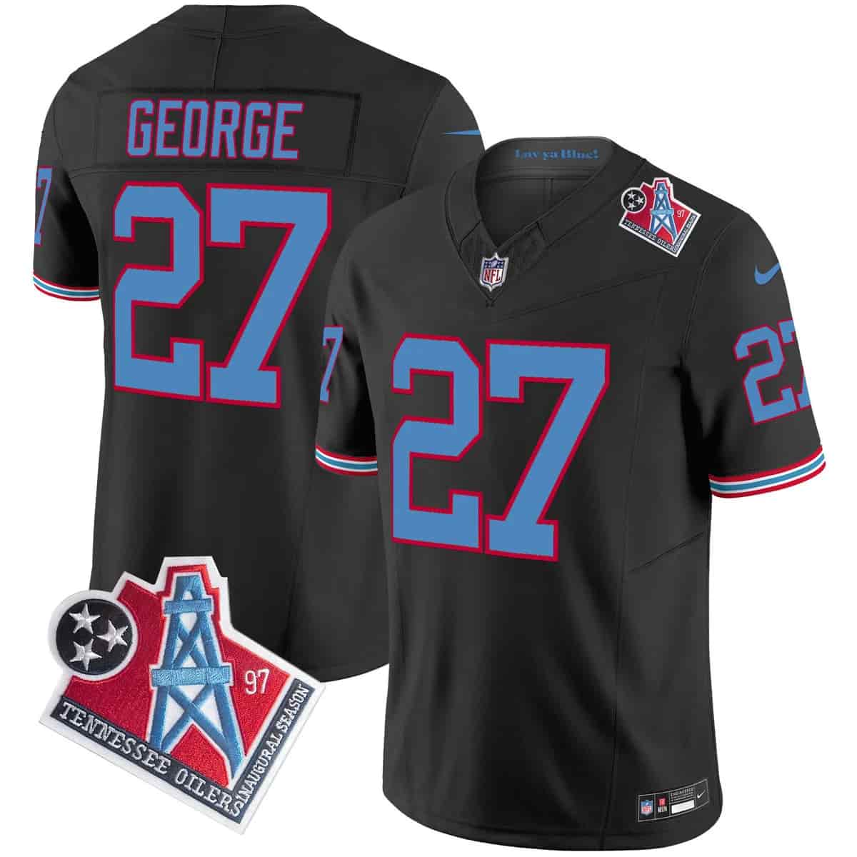 Personalized Men’s Tennessee Titans 1997 Throwback Limited Jersey All Stitched Eddie George 27