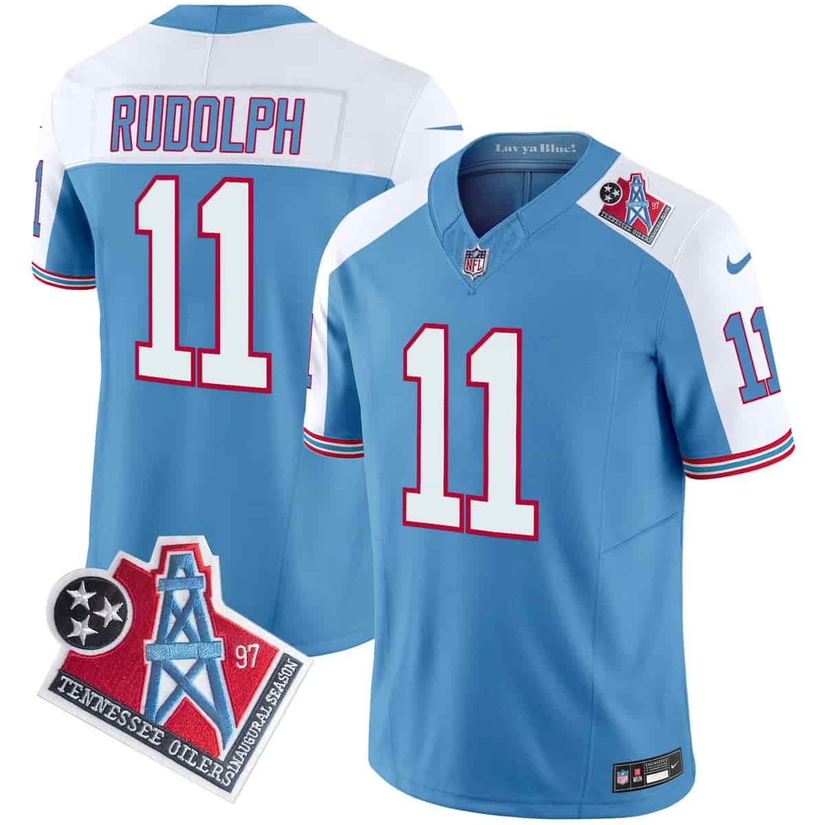 Personalized Men’s Tennessee Titans 1997 Throwback Limited Jersey All Stitched Mason Rudolph 11