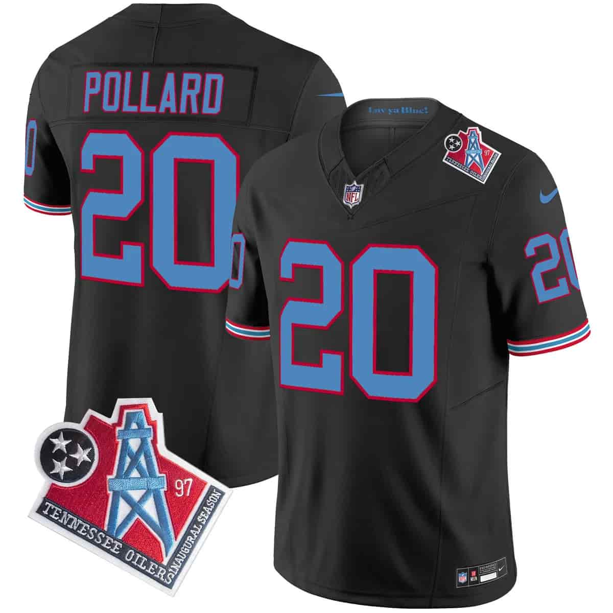 Personalized Men’s Tennessee Titans 1997 Throwback Limited Jersey All Stitched Tony Pollard 20