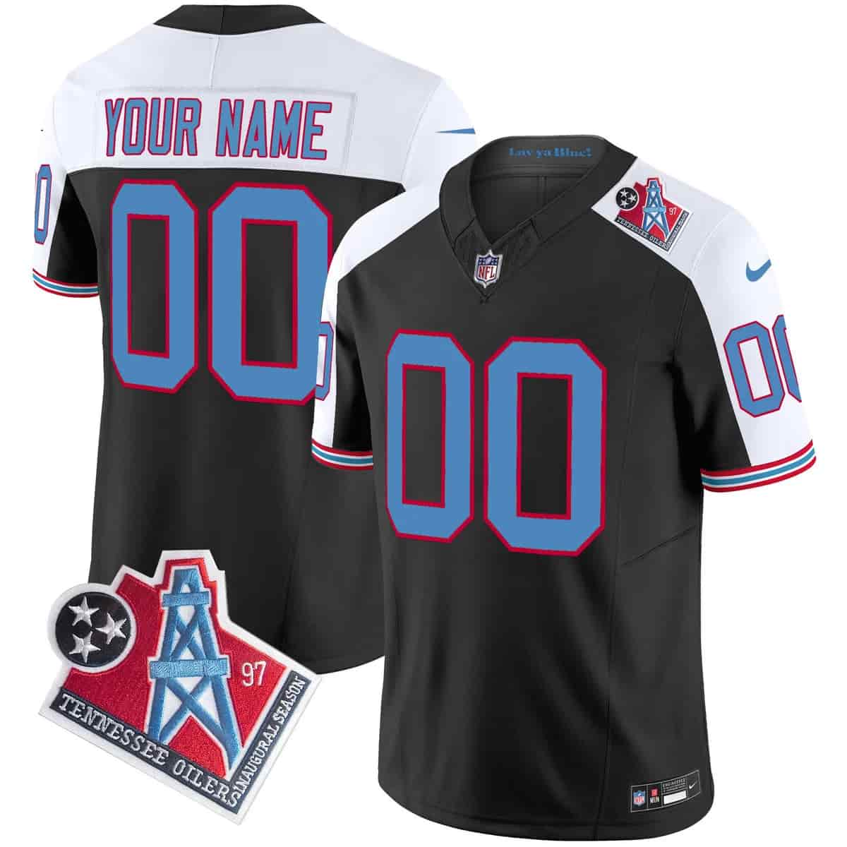 Personalized Tennessee Titans 1997 Throwback Limited Jersey All Stitched Black Alternate