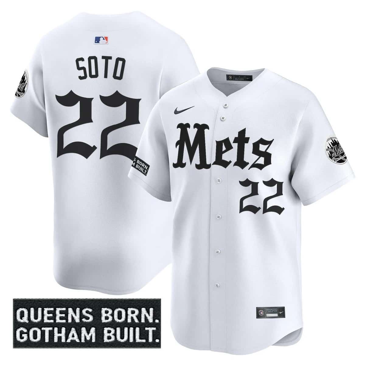 Personalized Men’s New York Mets ‘Gotham Gothic Edition’ Premier Limited Jersey All Stitched Juan Soto #22