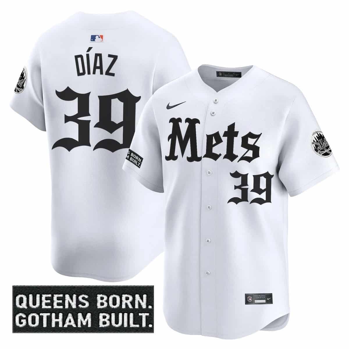 Personalized Men’s New York Mets ‘Gotham Gothic Edition’ Premier Limited Jersey All Stitched Edwin Diaz #39